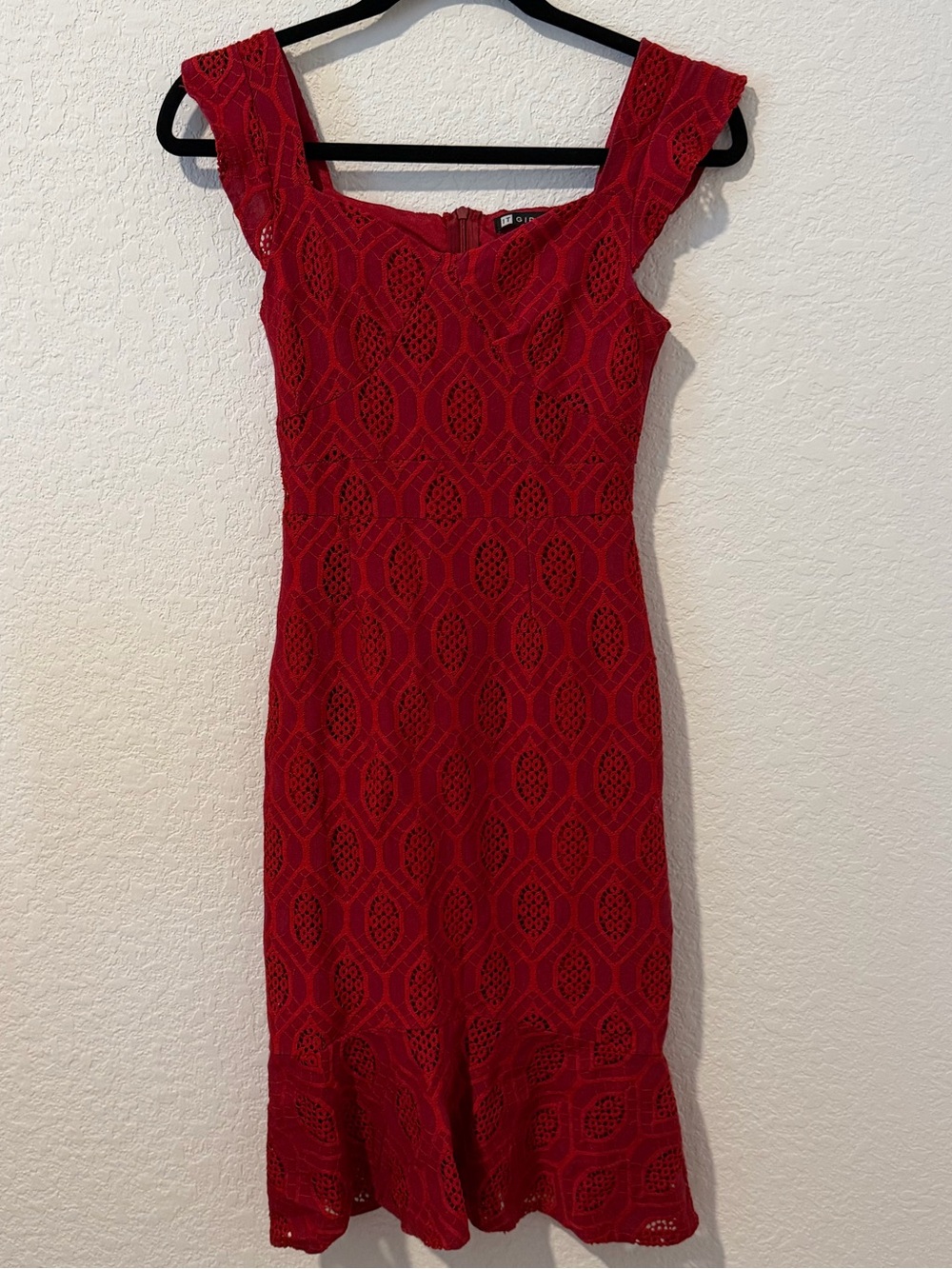Red Lace Fit & Flare Dress - Women's Elegant Cocktail Dress